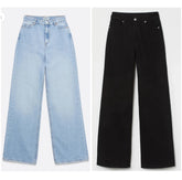 Pack of 2 jeans…. sky blue and BLACK WIDE LEG JEANS